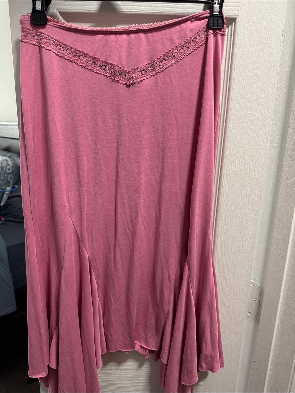 Women's Pink Lace-Trim Flared Skirt